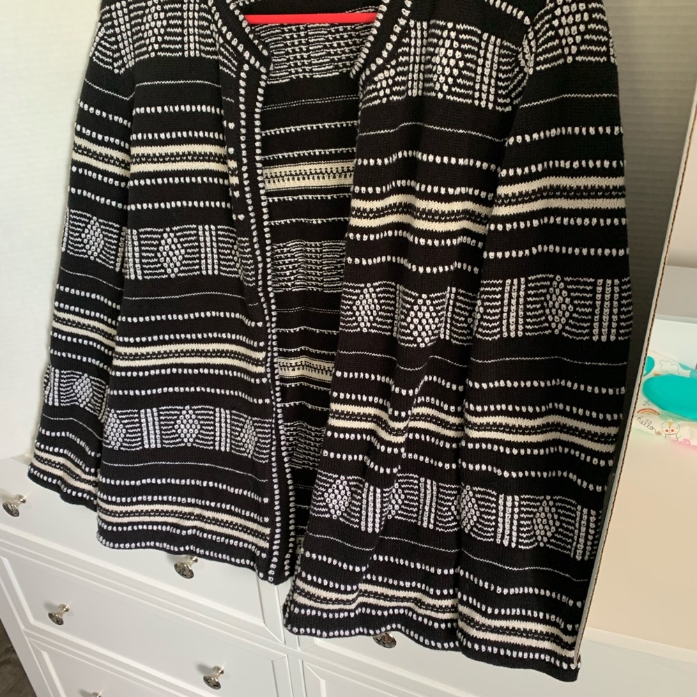 Loft Outlet Black & White Open Cardigan - Large - Picture 3 of 4